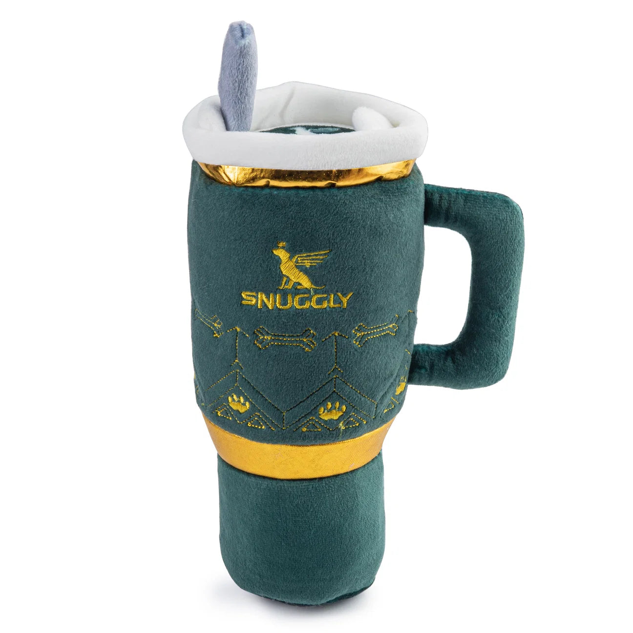 Haute Diggity Dog Holiday Snuggly Cup Green Plush Dog Toy