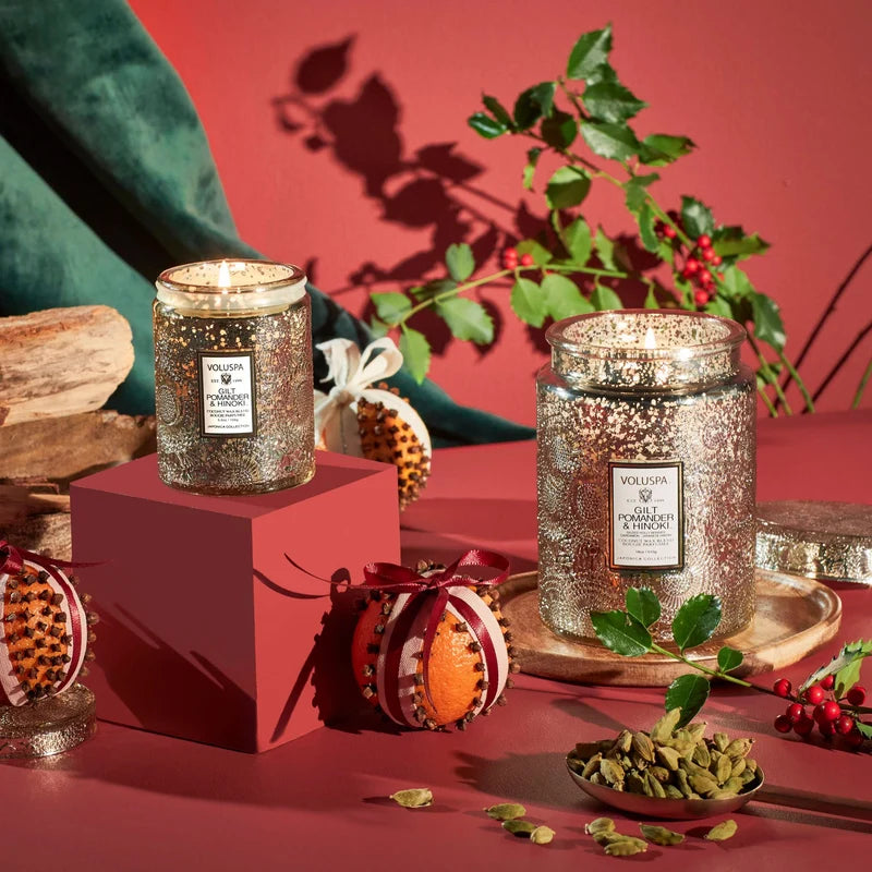 Voluspa Gilt Pomander & Hinoki Candle