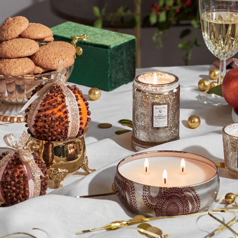 Voluspa Gilt Pomander & Hinoki Candle