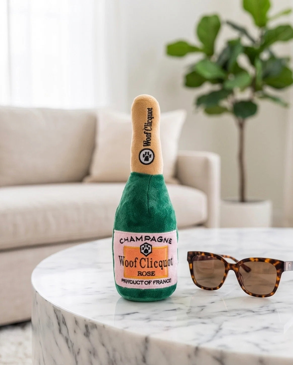 Woof Clicquot Rosé Champagne Bottle Dog Toy