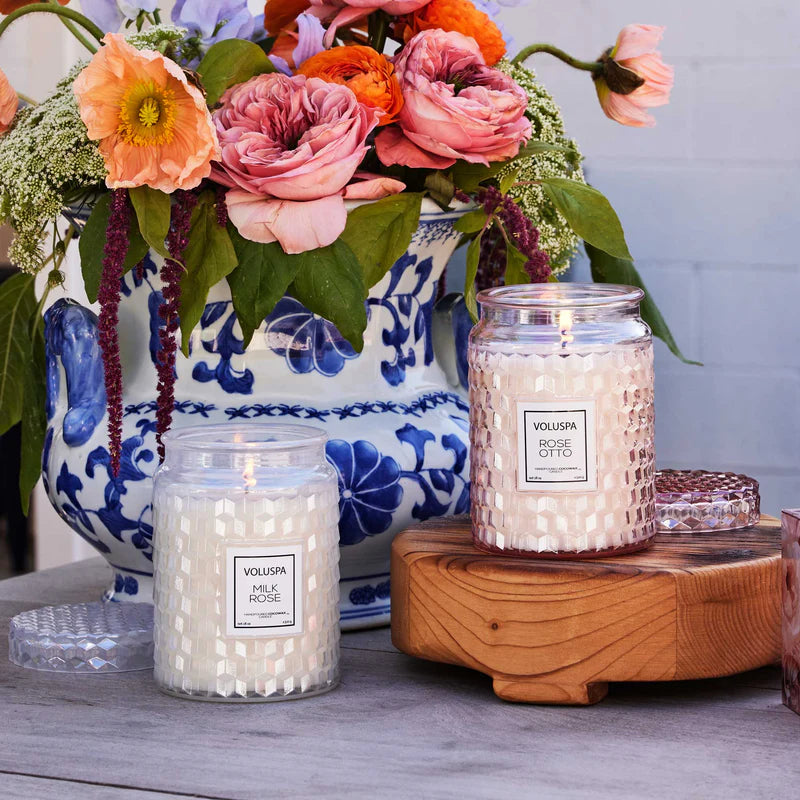Voluspa Milk Rose Large Jar Candle – 18 oz