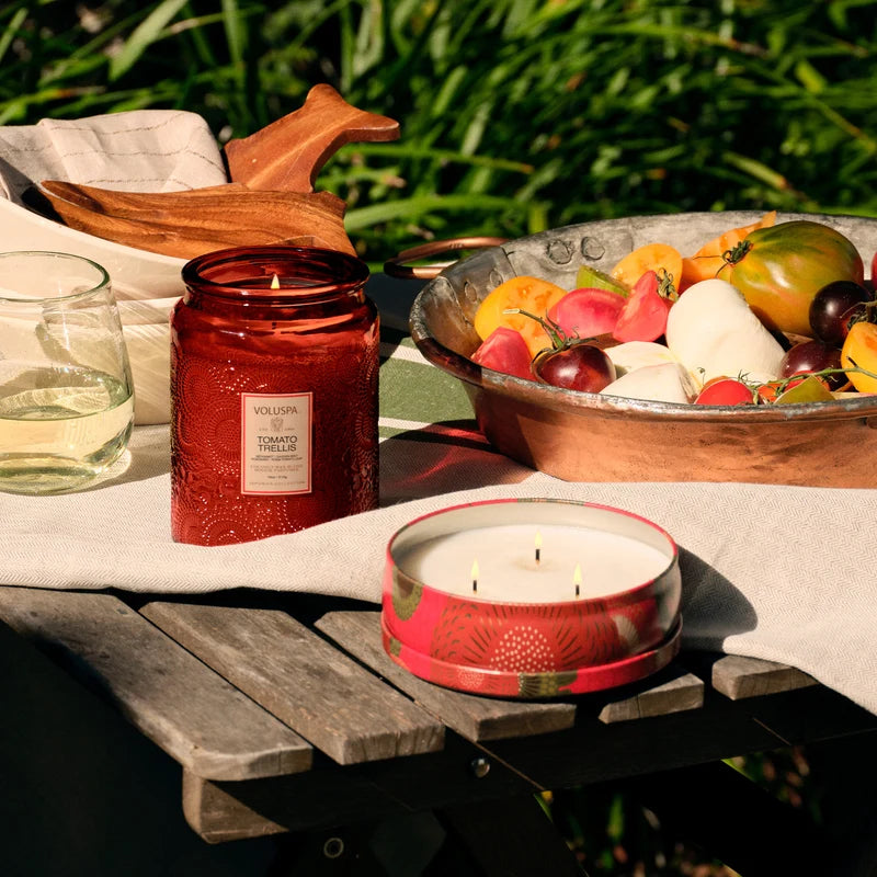 Voluspa Tomato Trellis 3-Wick Tin Candle – 12 oz