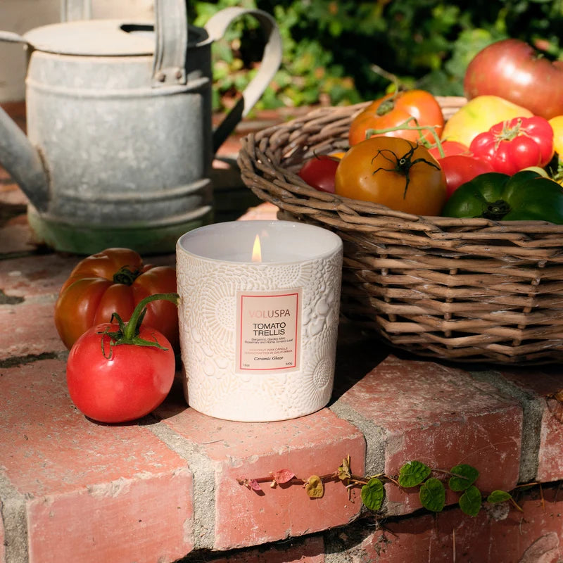 Voluspa Tomato Trellis Ceramic Luxe Classic Candle – 12 oz