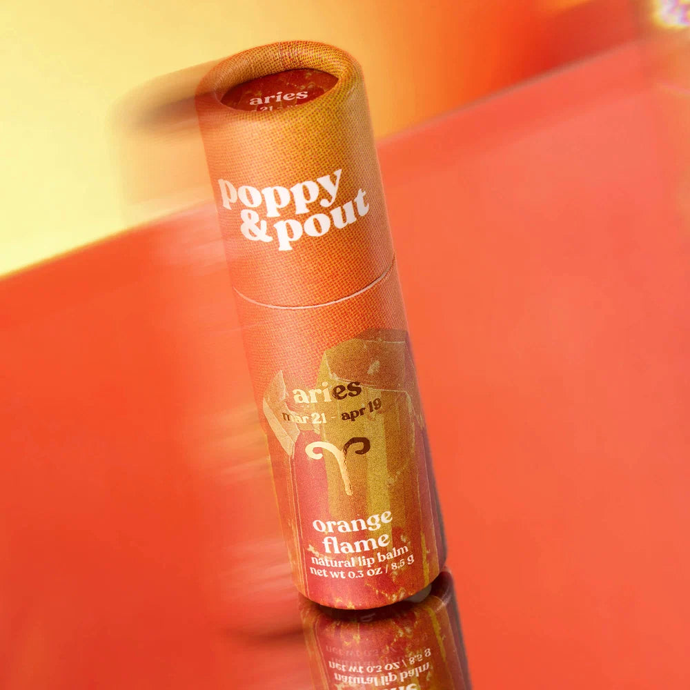 Poppy & Pout Cosmic Crystal Aries Orange Flame Lip Balm