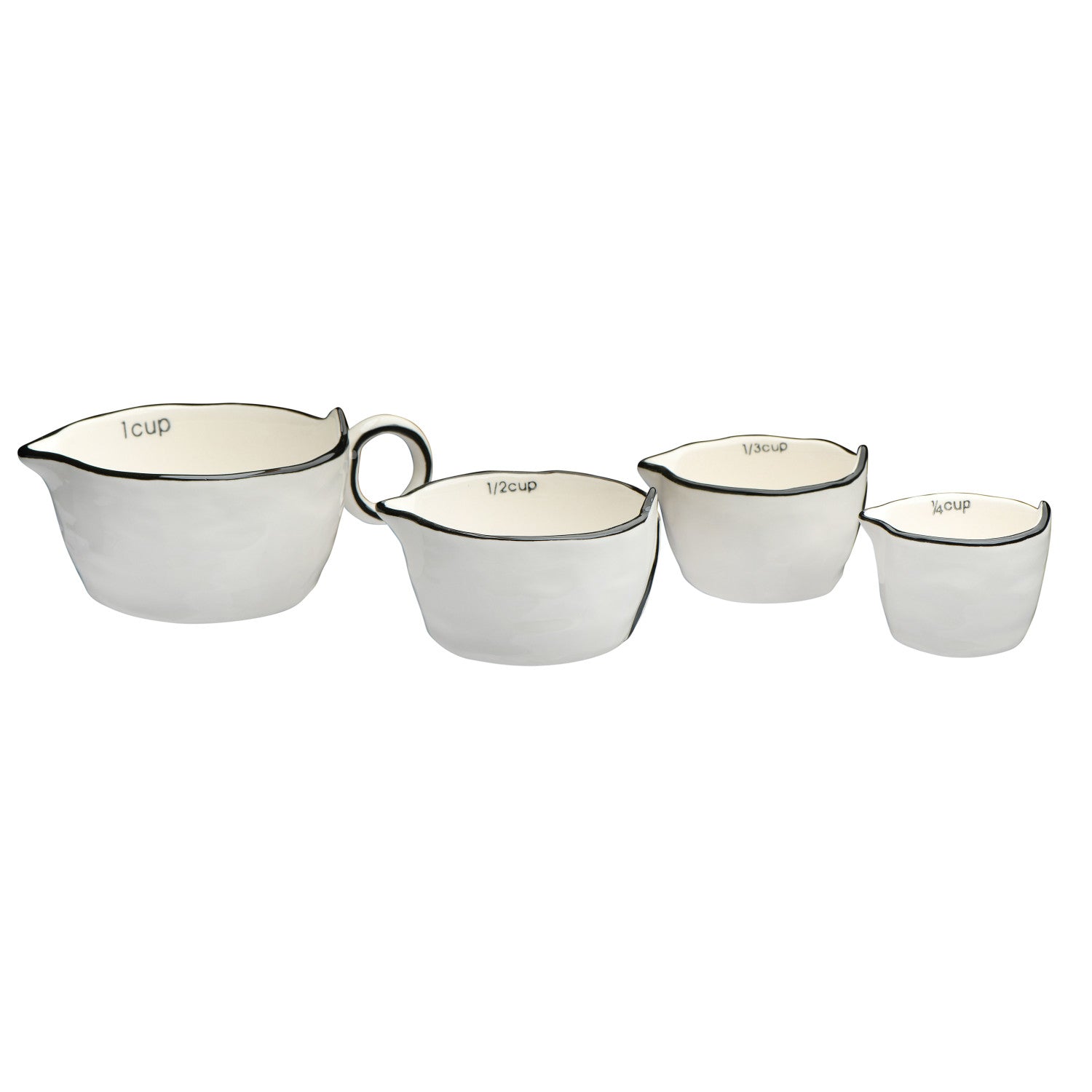 Black & White Stoneware Measuring Cups – Set of 4