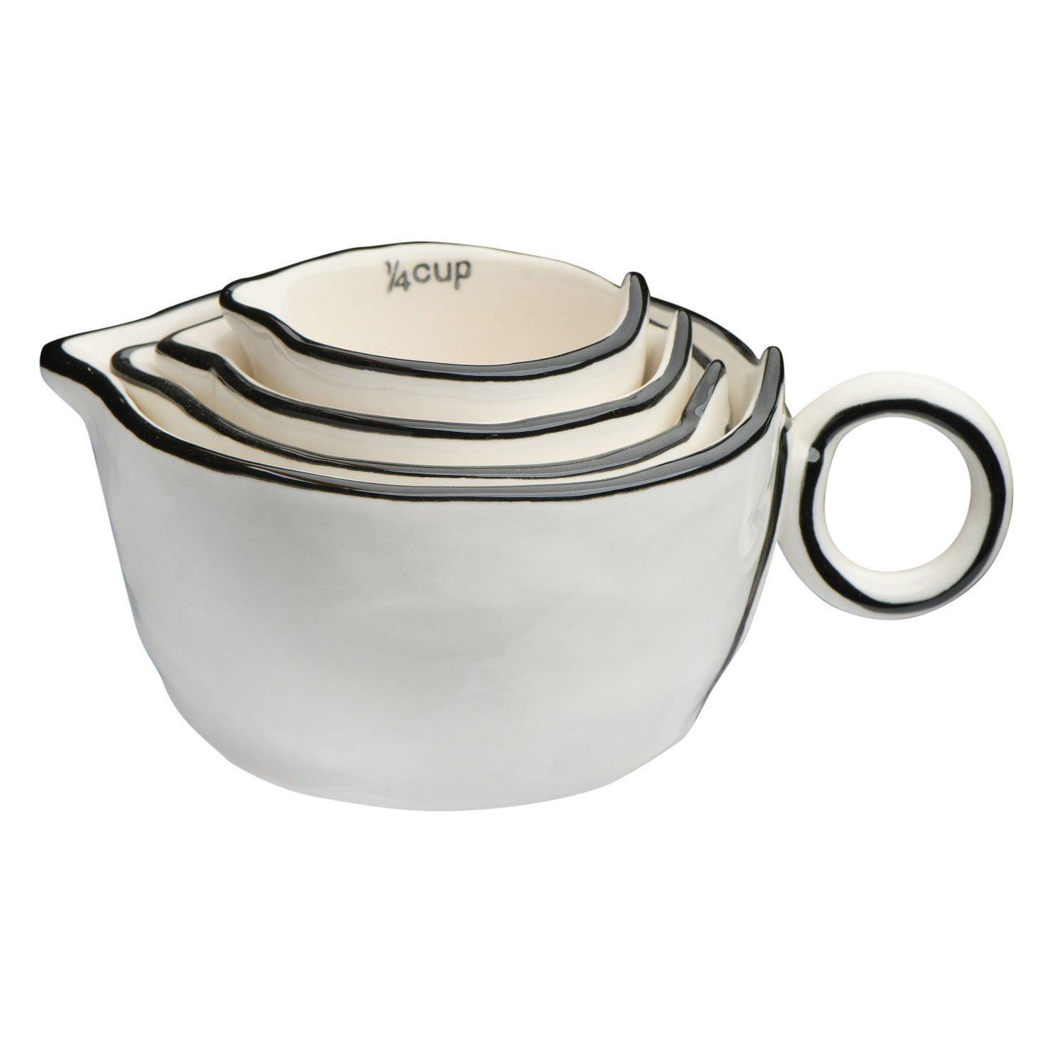 Black & White Stoneware Measuring Cups – Set of 4