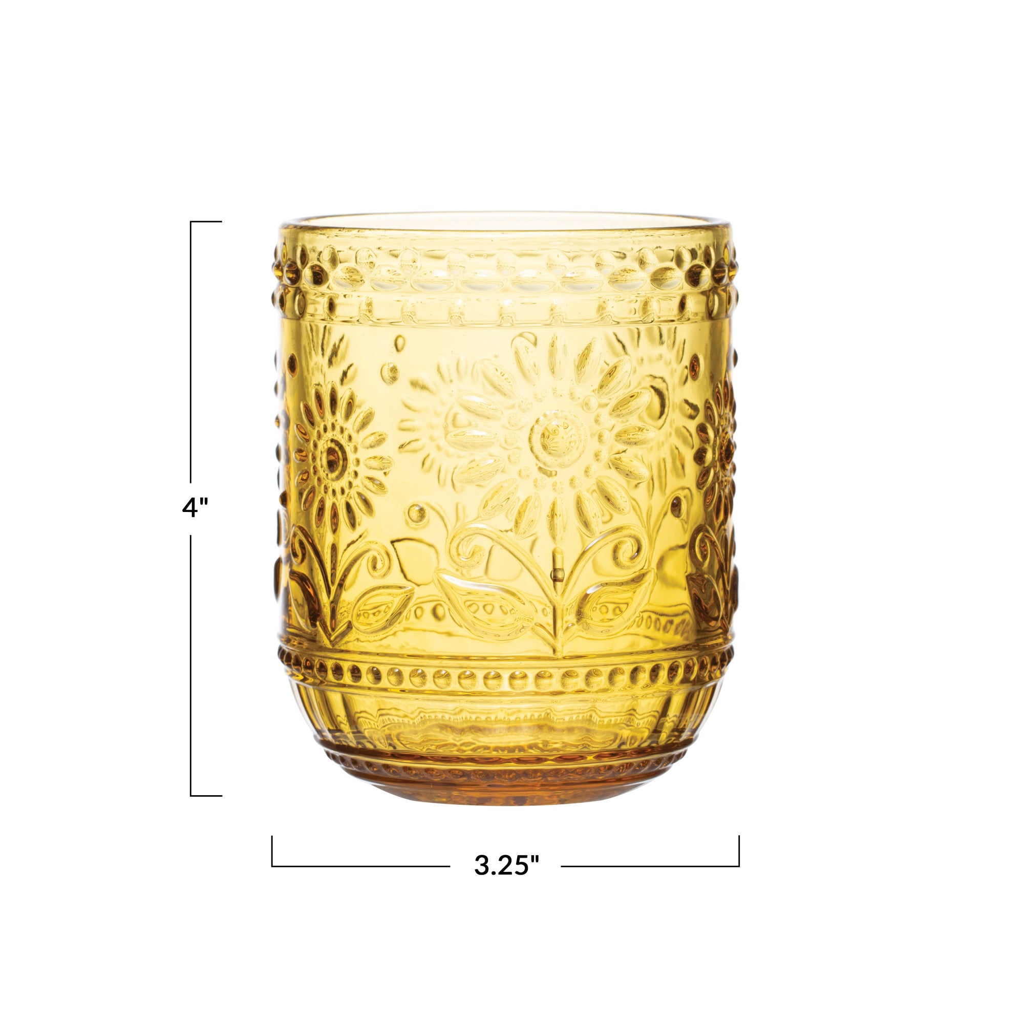 Amber Embossed Drinking Glass – 12 oz