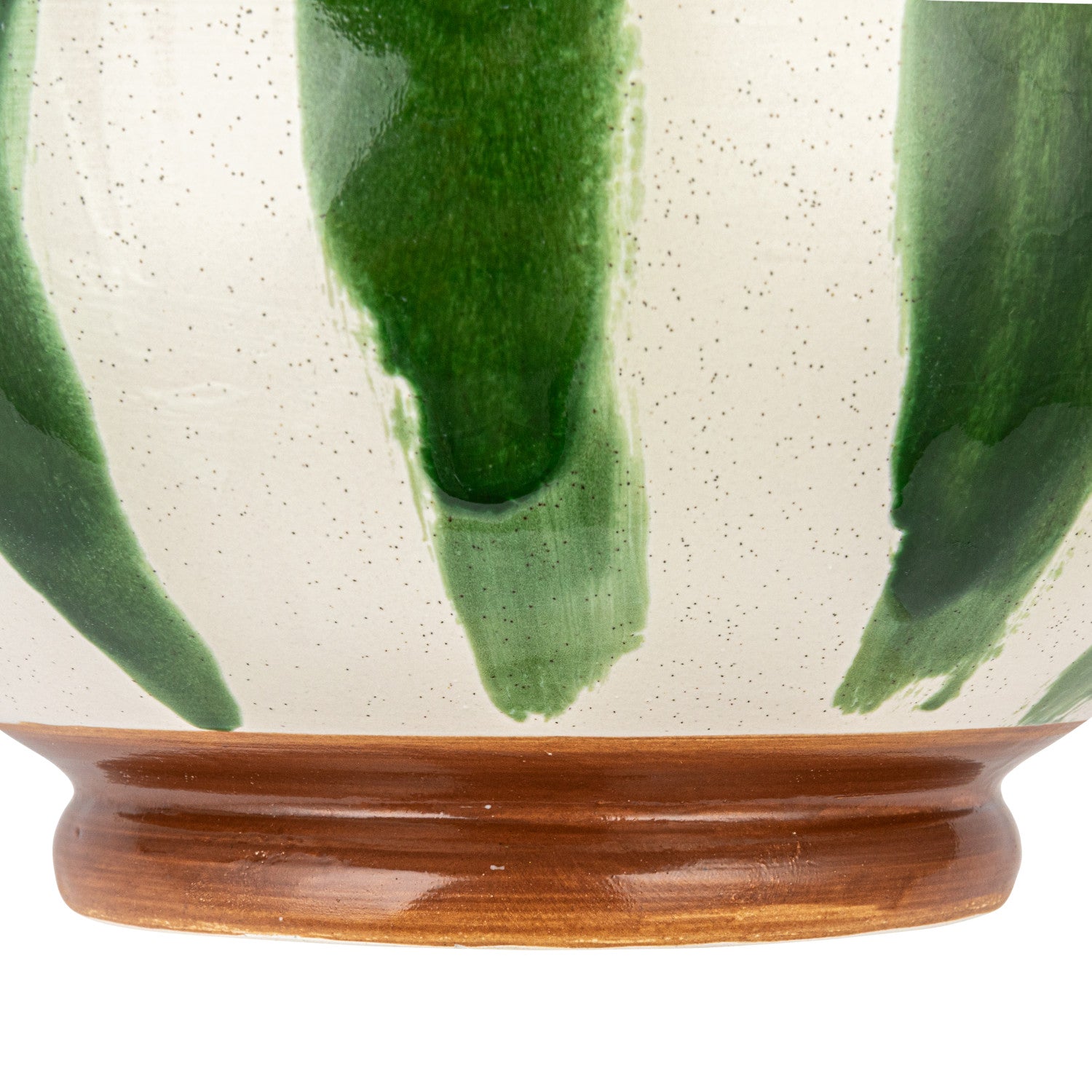 Hand-Painted Striped Stoneware Footed Bowl – 10.25"