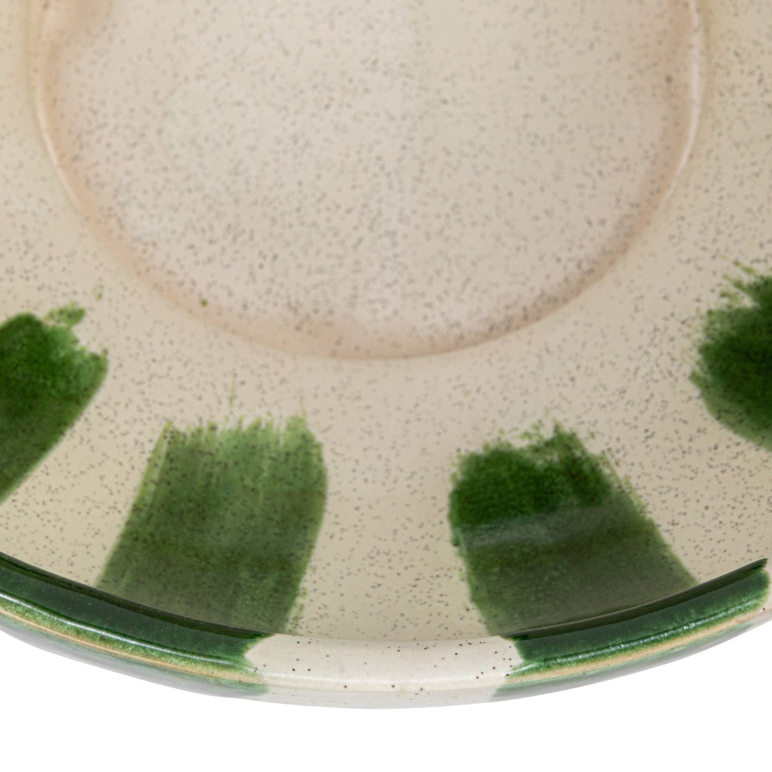 Hand-Painted Striped Stoneware Footed Bowl – 10.25"