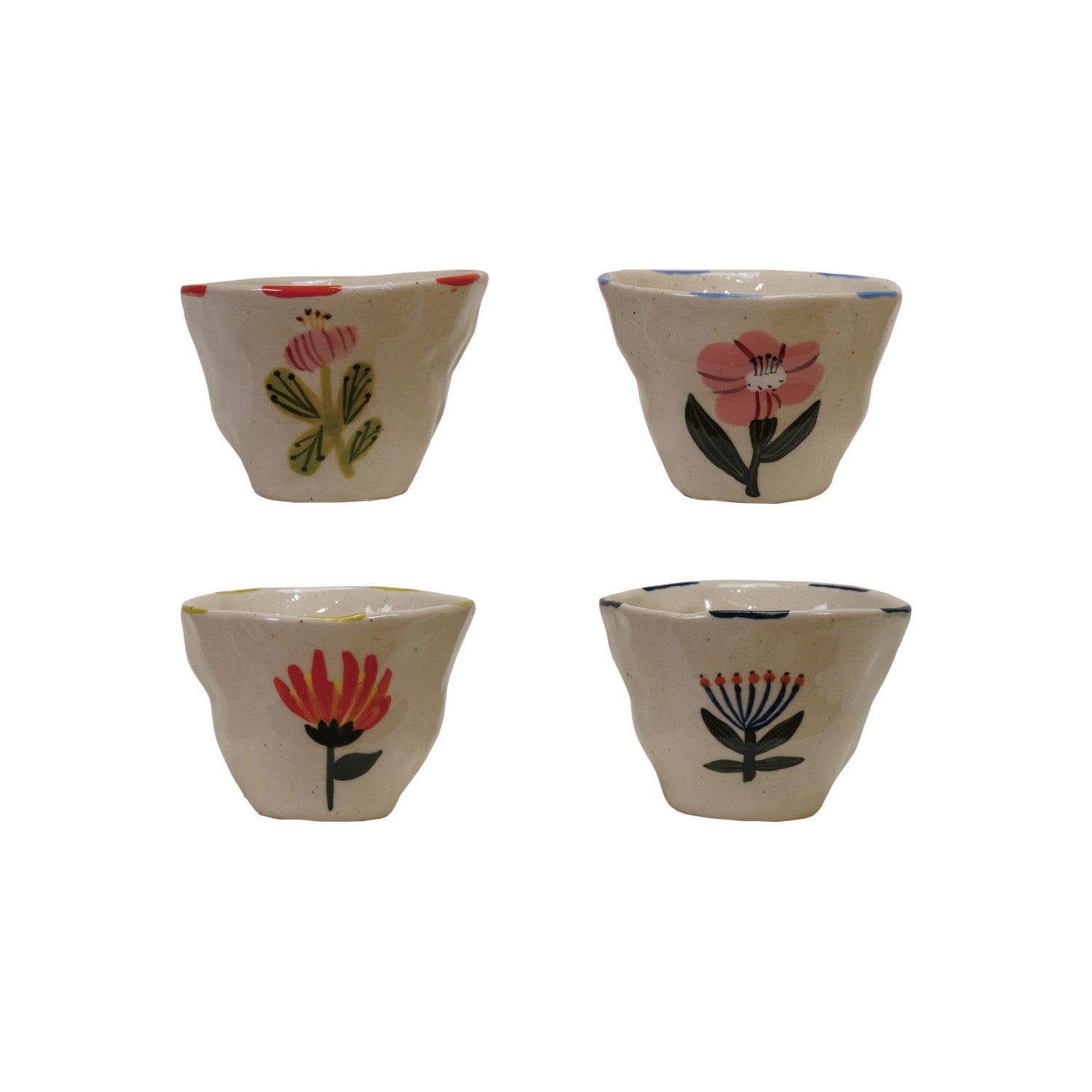 Petite Floral Stoneware Cup & Bowl – 6 oz