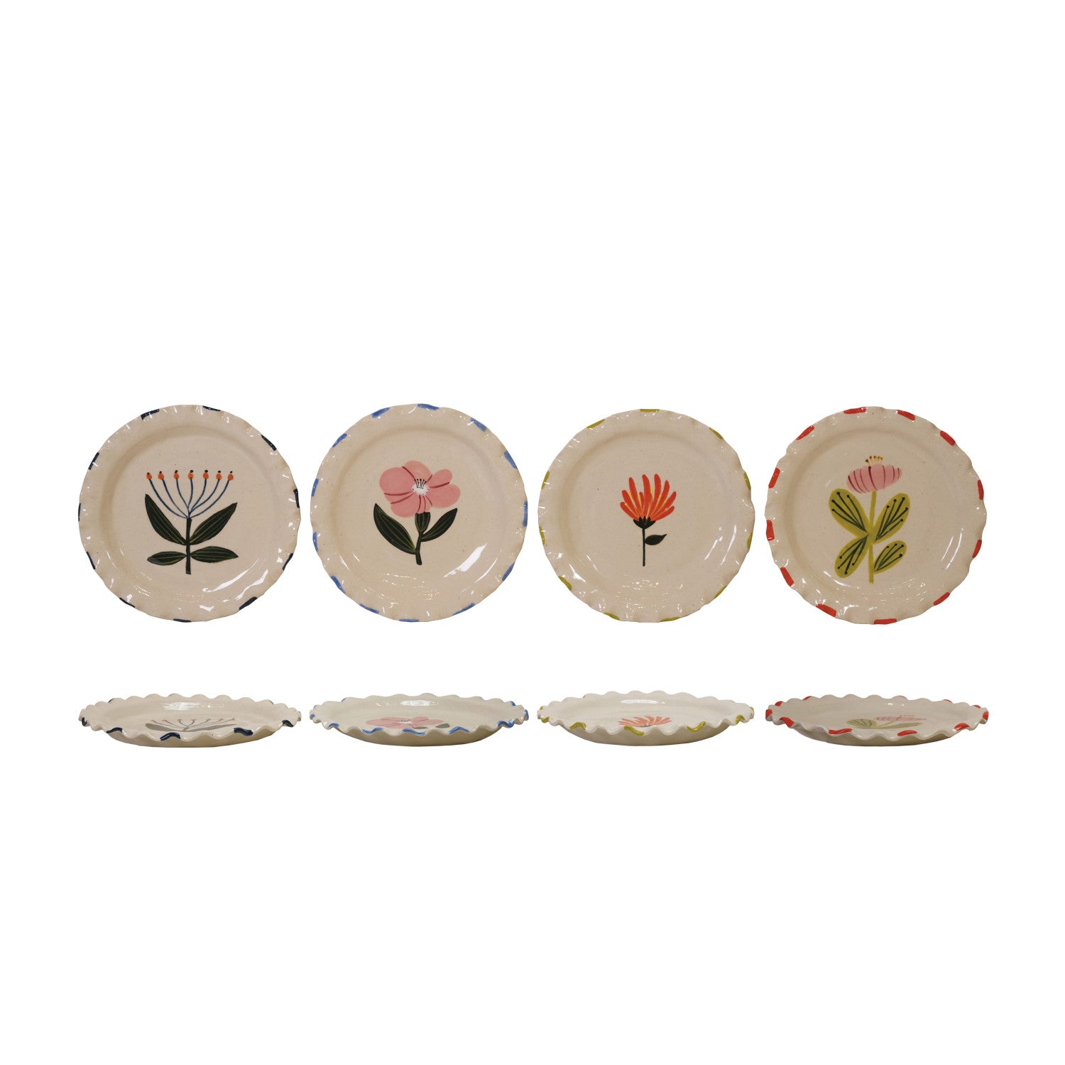 Garden Party Hand-Painted Ruffle Plate – 8.5"