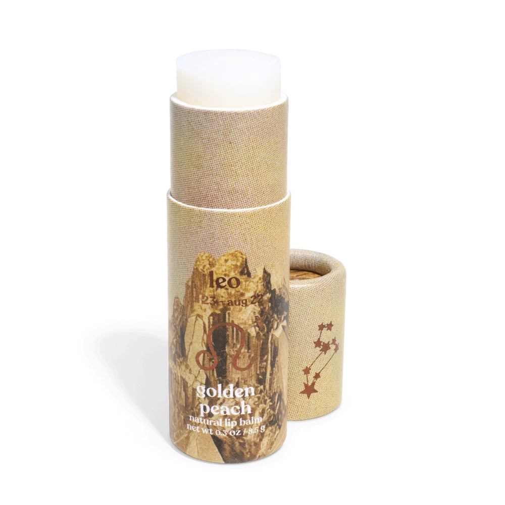 Poppy & Pout Cosmic Crystal Leo Golden Peach Lip Balm