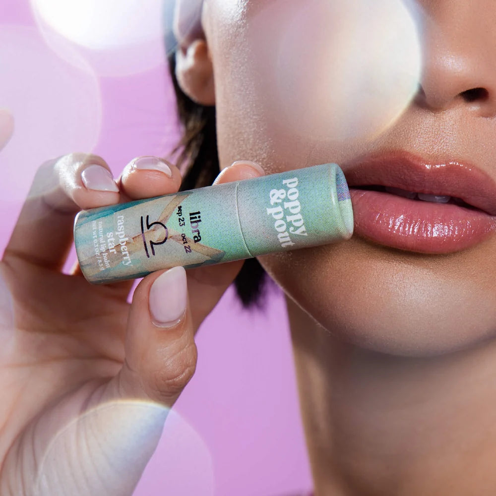 Poppy & Pout Cosmic Crystal Libra Raspberry Star Lip Balm