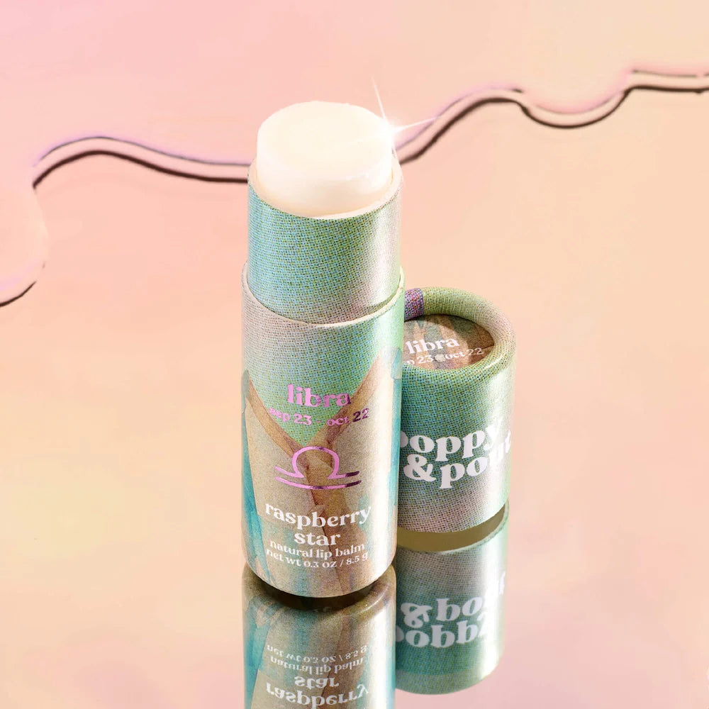 Poppy & Pout Cosmic Crystal Libra Raspberry Star Lip Balm