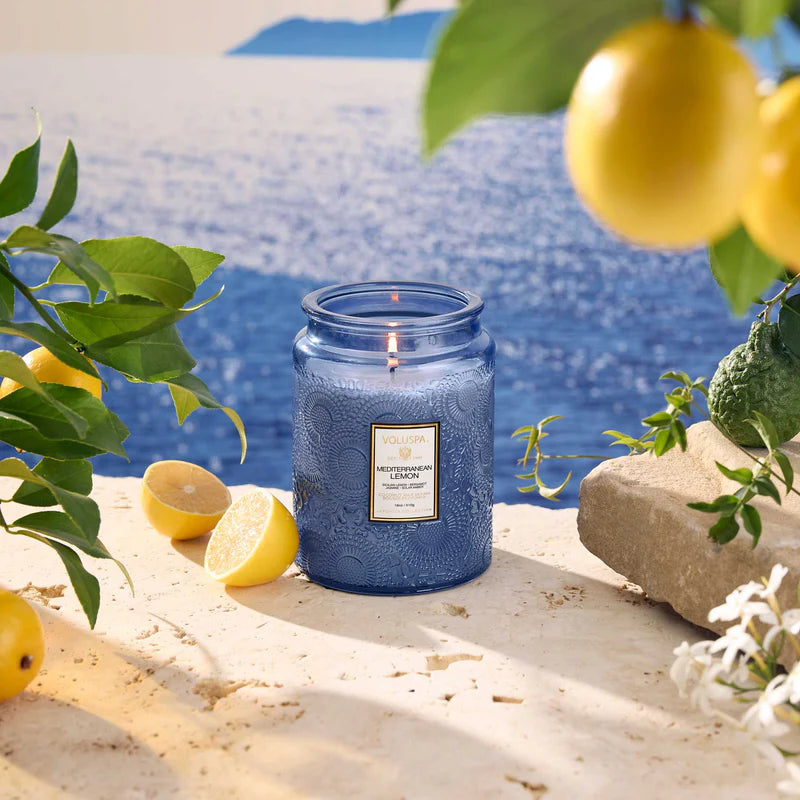 Voluspa Mediterranean Lemon Large Jar Candle – 18 oz