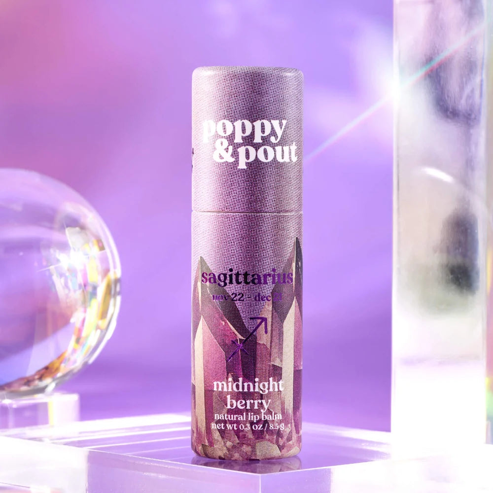 Poppy & Pout Cosmic Crystal Sagittarius Midnight Berry Lip Balm